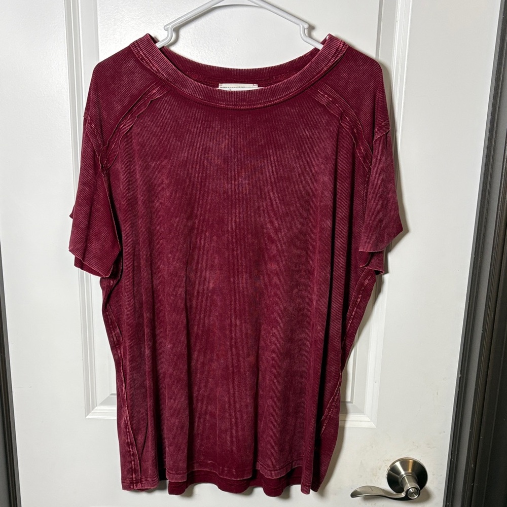 Zenana Outfitters Vintage Burgundy Short Sleeve Tee